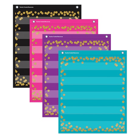 Teacher Created Resources Confetti Colorful Magnetic Mini Pocket Charts, 14in x 17in 20332